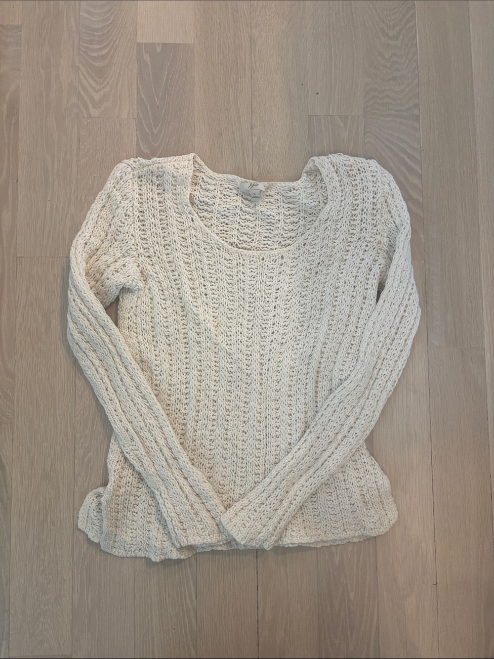 J. Jill Cream Open Weave Scoop Neck Sweater
